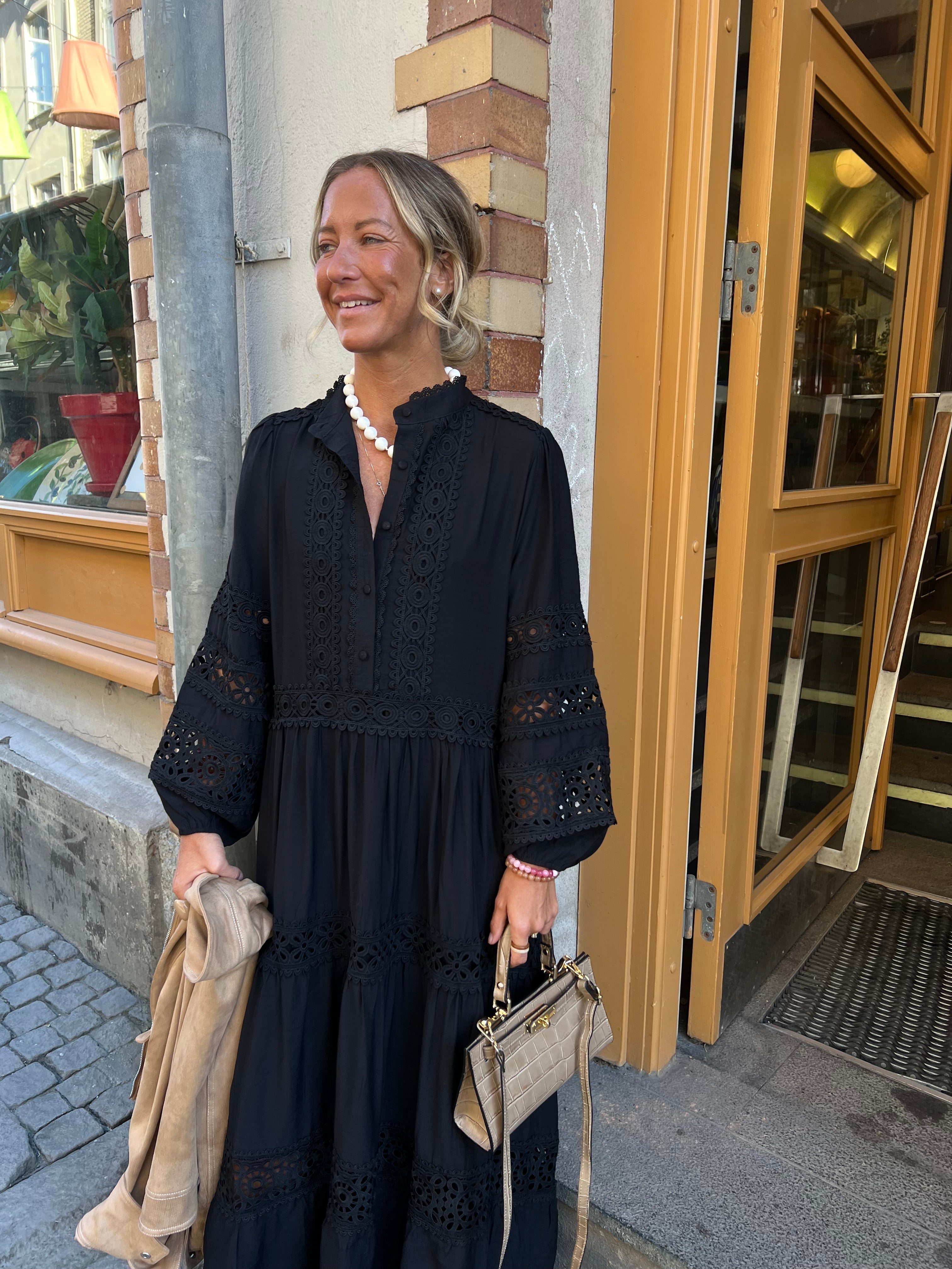 Langes Spitzenkleid Schwarz