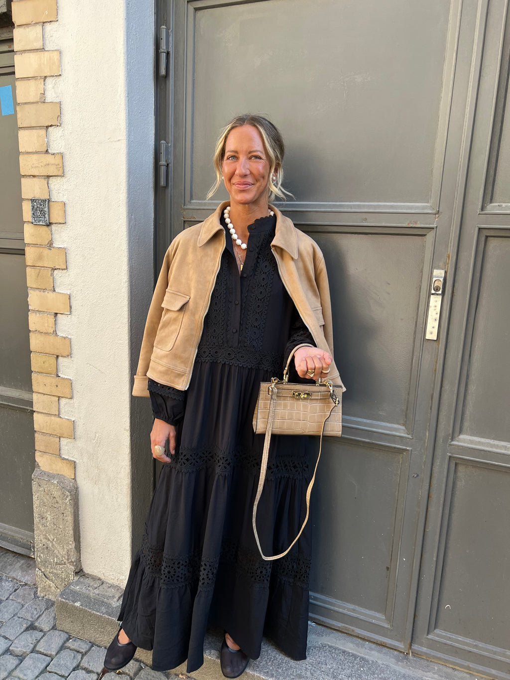 Langes Spitzenkleid Schwarz