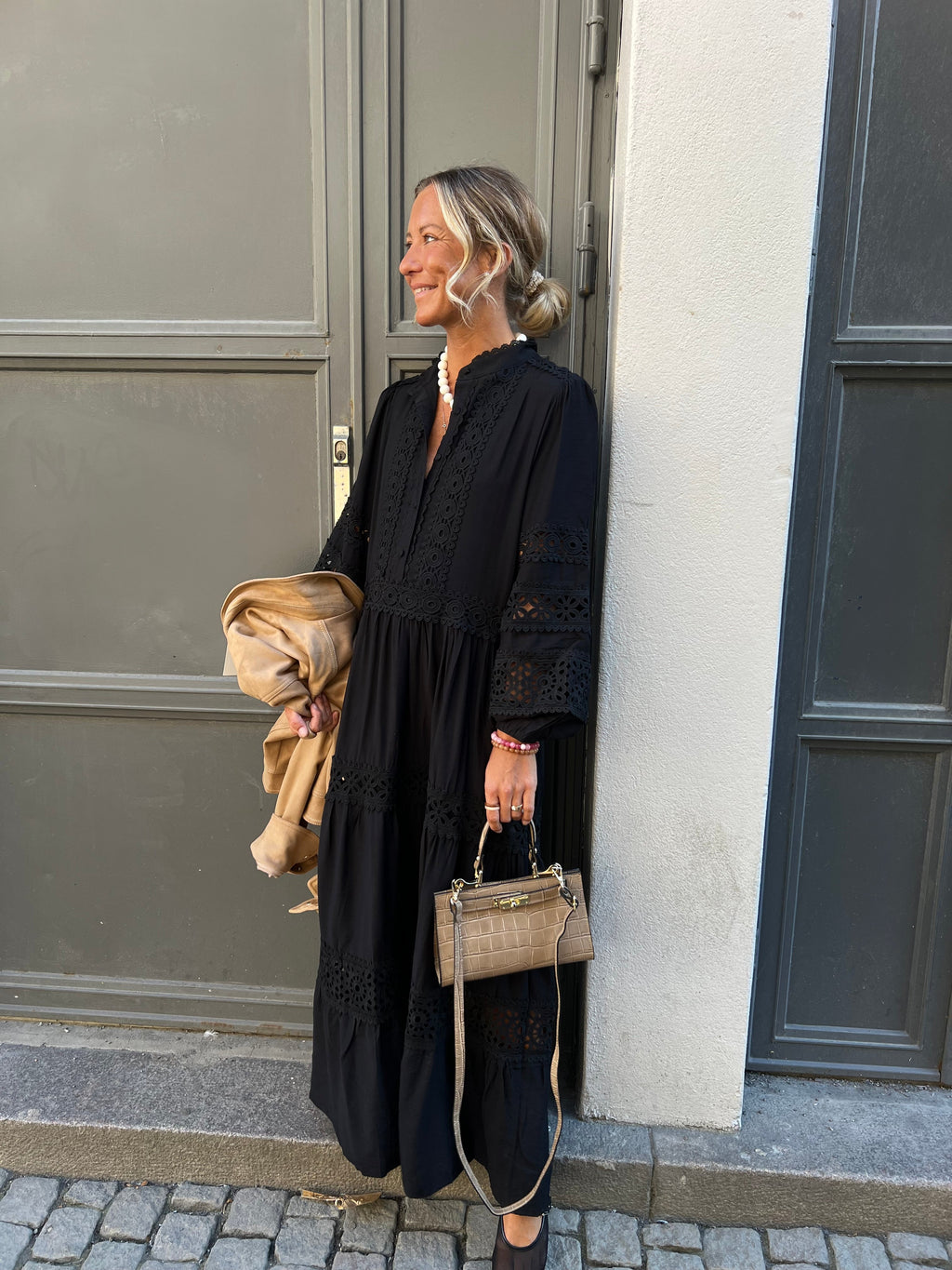 Langes Spitzenkleid Schwarz