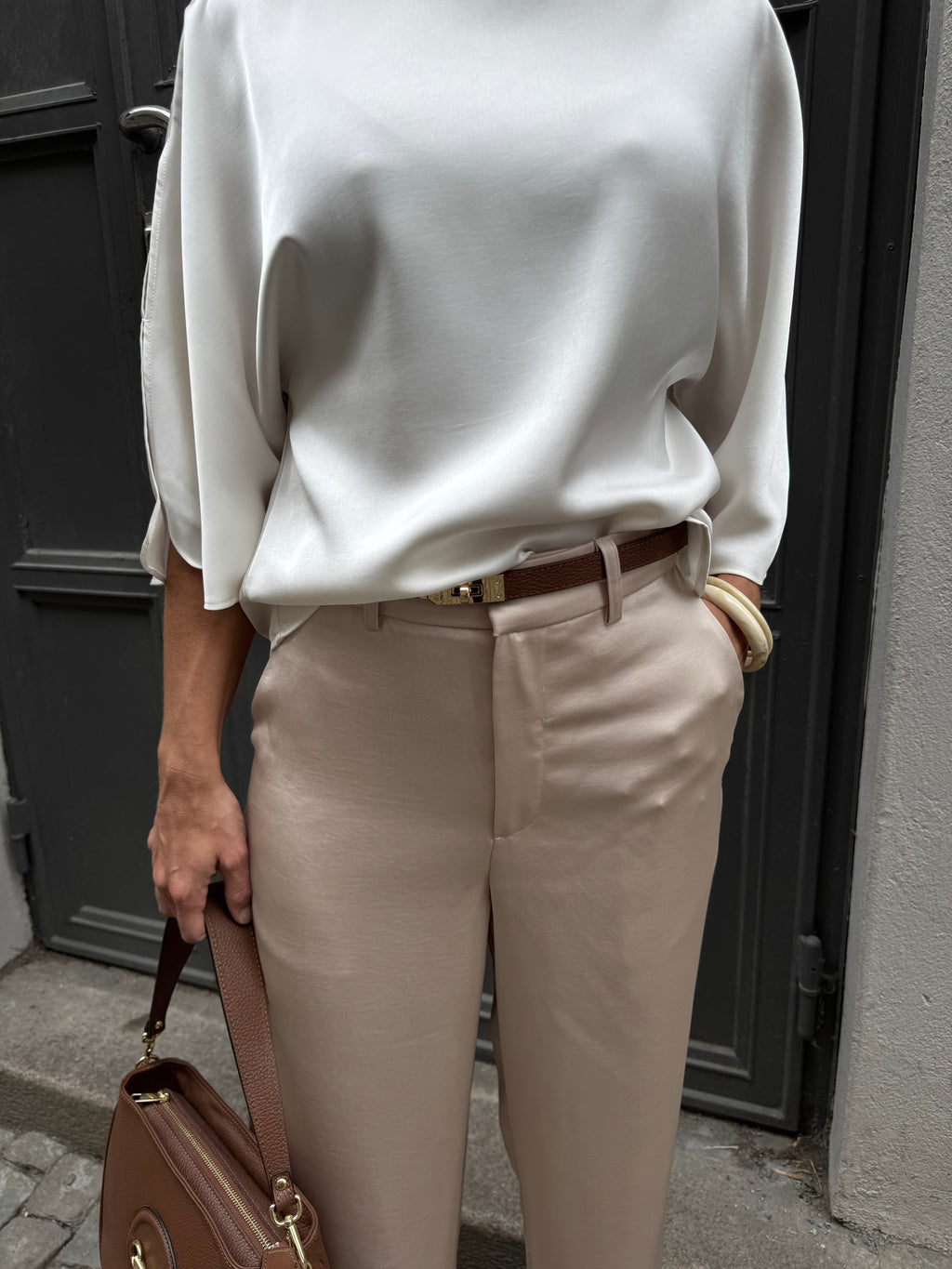 Liora Heavy Sateen Blous Pearl