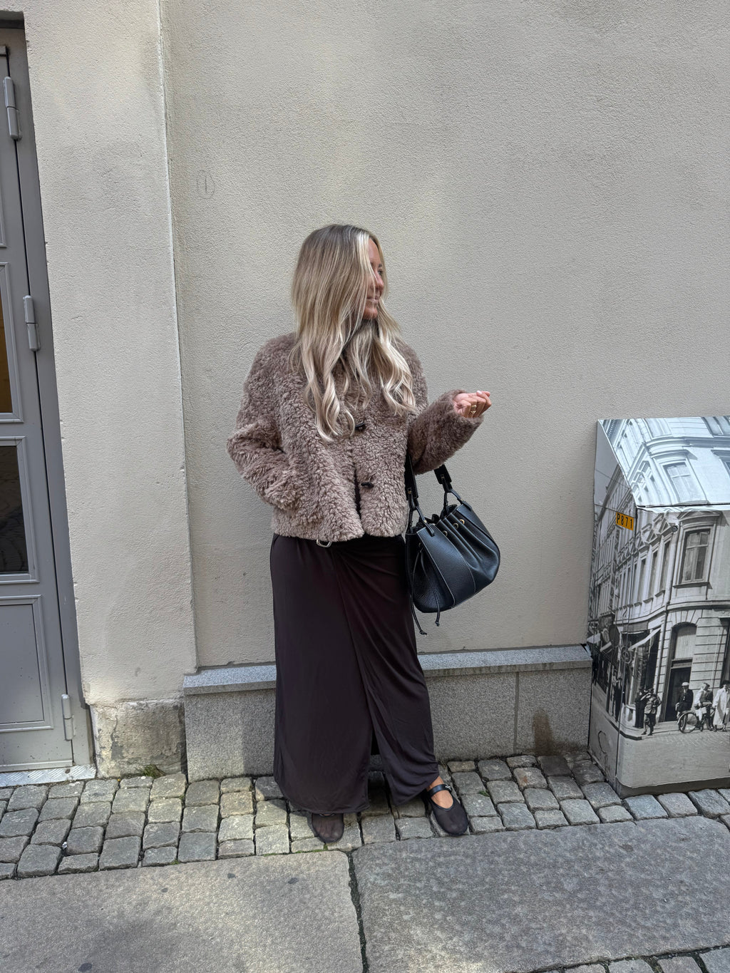 Nala kurze Felljacke Taupe