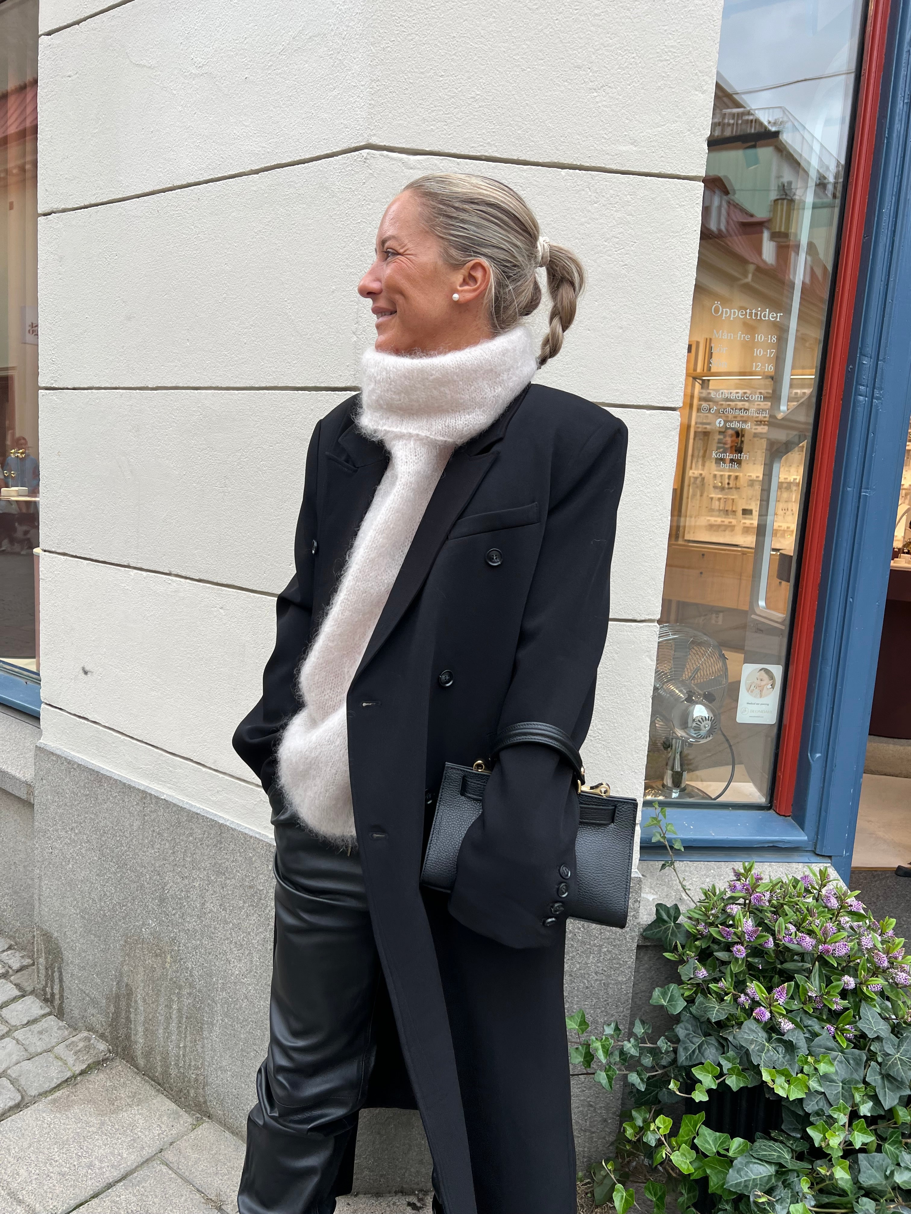 C Langer Mantel Schwarz