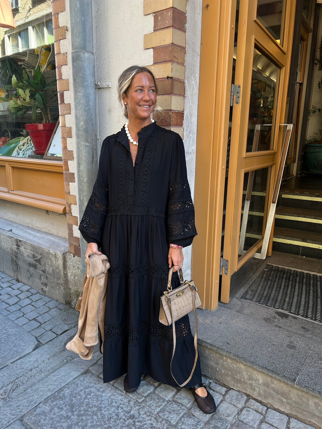 Langes Spitzenkleid Schwarz