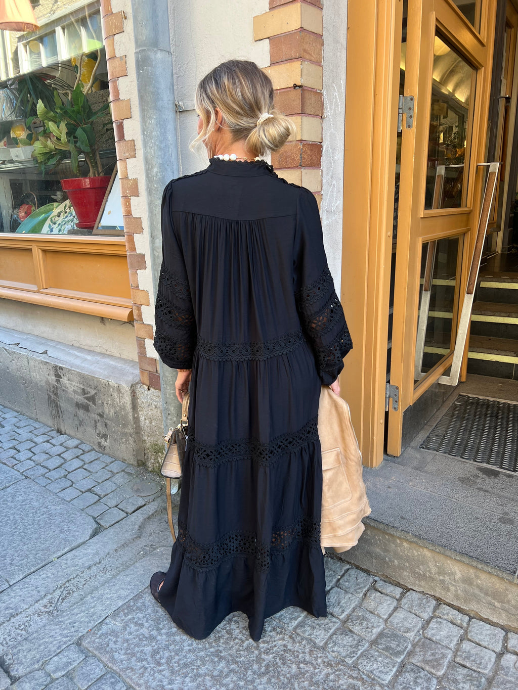 Langes Spitzenkleid Schwarz