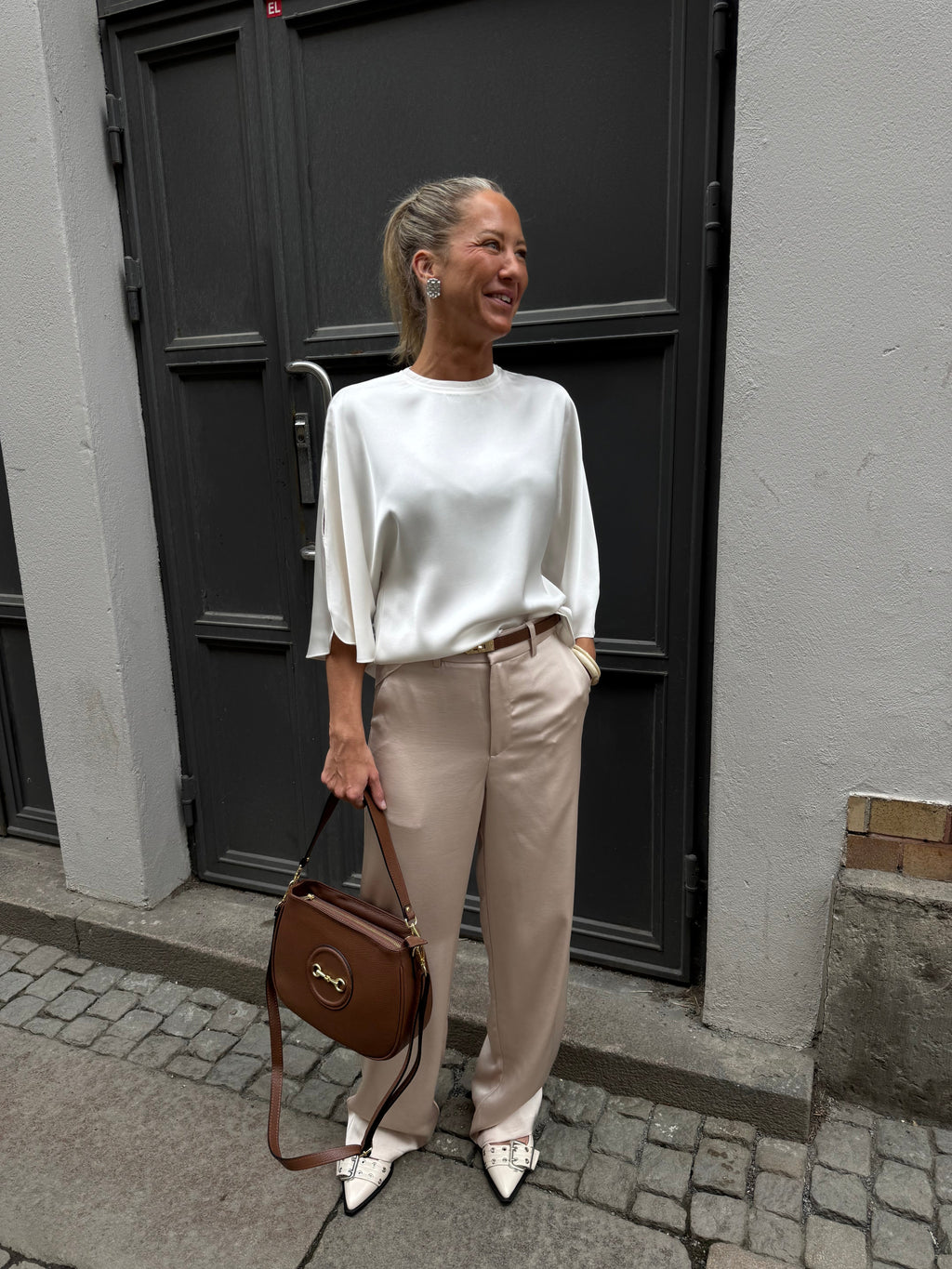 Liora Heavy Sateen Blous Pearl