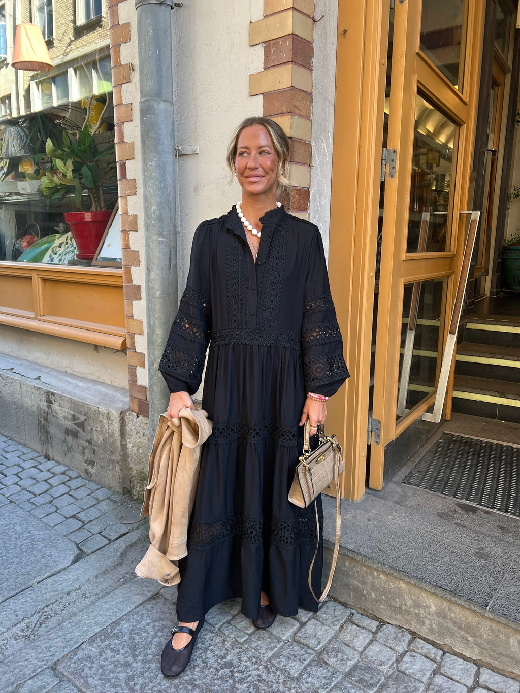 Langes Spitzenkleid Schwarz