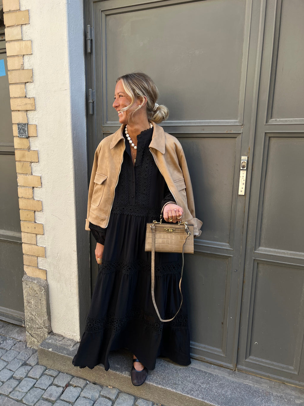 Langes Spitzenkleid Schwarz