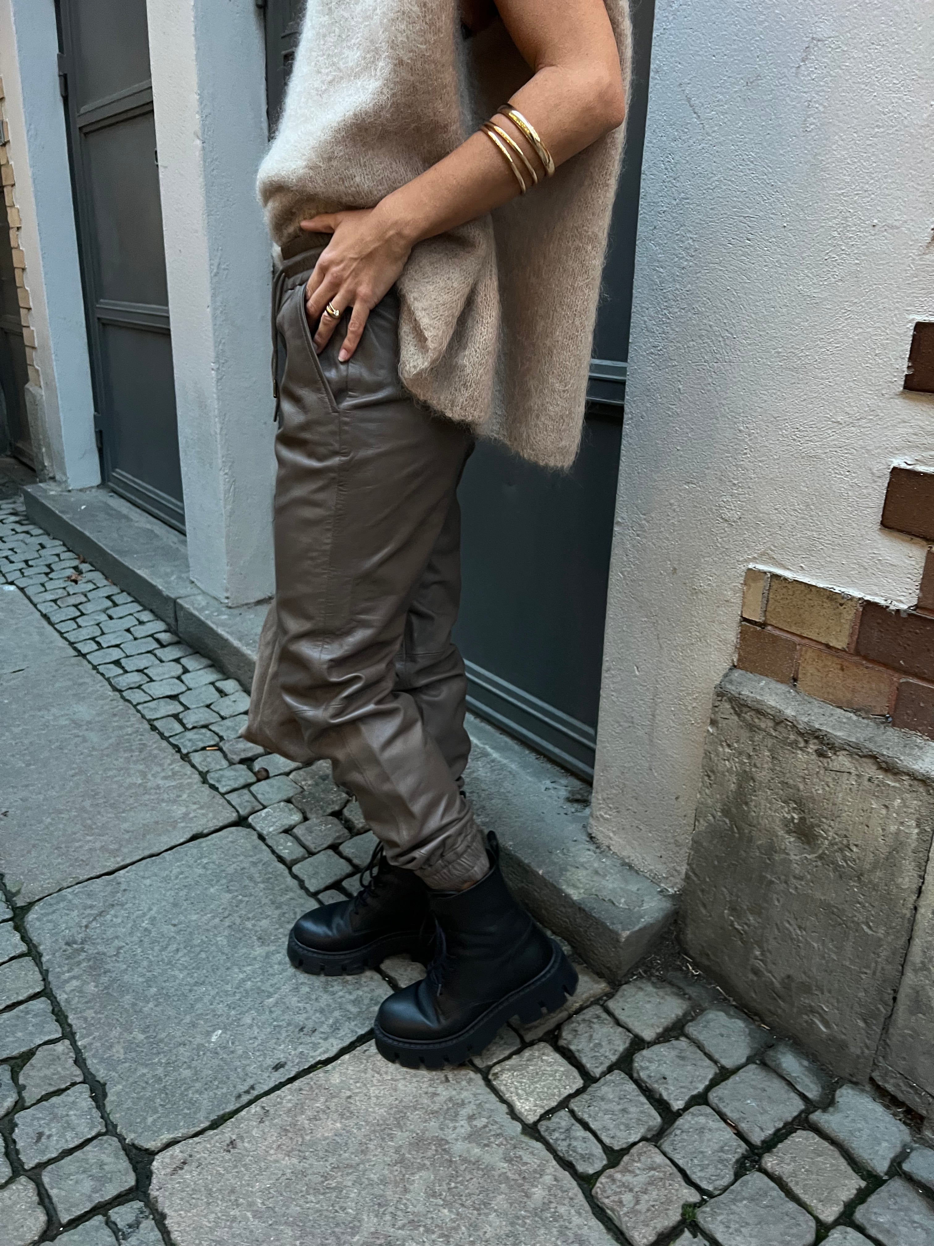 Shilo Lederhose Grau/braun